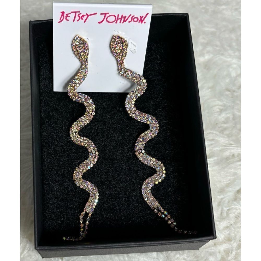 BetseyJohnson Rhinestone Slithering Snake Drop Earrings